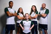 28 August 2025; Singapore will host the World Para Swimming Championships 2025 from 21 to 27 September 2025. Representing Team Ireland are, from left, Deaton Registe, Síomha Nic Brádaigh, Dearbhaile Brady, Róisín Ní Ríain and Barry McClements pictured at Sport Ireland Institute on the National Sports Campus in Dublin. Photo by David Fitzgerald/Sportsfile