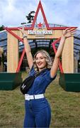 29 August 2025; Festival goer Sophie Mitchell, from Carlow town, at Heineken® House at Electric Picnic in Stradbally, Laois. Back for year two and better than ever, Heineken® House keeps festival goers front and centre with an all-Irish lineup, a fresh new beer garden and beer foam infusion from its Heineken Studio Foam Tops in Amsterdam. Photo by Ramsey Cardy/Sportsfile