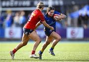 30 August 2025; Maggie Boylan of Leinster in action against Aoife Corey of Munster during the Vodafone Women’s Interprovincial Championship final match between Leinster and Munster at Energia Park in Dublin. Photo by Shauna Clinton/Sportsfile