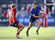 30 August 2025; Maggie Boylan of Leinster in action against Aoife Corey of Munster during the Vodafone Women’s Interprovincial Championship final match between Leinster and Munster at Energia Park in Dublin. Photo by Shauna Clinton/Sportsfile
