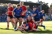 30 August 2025; Katie Whelan of Leinster scores her side's second try during the Vodafone Women’s Interprovincial Championship final match between Leinster and Munster at Energia Park in Dublin. Photo by Shauna Clinton/Sportsfile