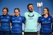 30 August 2025; Leinster head coach Ben Martin speaks with players after their side's defeat in the Vodafone Women’s Interprovincial Championship final match between Leinster and Munster at Energia Park in Dublin. Photo by Shauna Clinton/Sportsfile