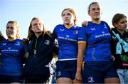 30 August 2025; Leinster players, from left, Cara Martin, Emma Tilly, Aoife Moore, Nikki Caughey and Hannah Scanlan after the Vodafone Women’s Interprovincial Championship final match between Leinster and Munster at Energia Park in Dublin. Photo by Shauna Clinton/Sportsfile