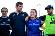 30 August 2025; Leinster captain Molly Boyne speaks to team-mates after the Vodafone Women’s Interprovincial Championship final match between Leinster and Munster at Energia Park in Dublin. Photo by Shauna Clinton/Sportsfile