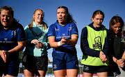 30 August 2025; Kara Mulcahy of Leinster, centre, and team-mates after their side's defeat in the Vodafone Women’s Interprovincial Championship final match between Leinster and Munster at Energia Park in Dublin. Photo by Shauna Clinton/Sportsfile