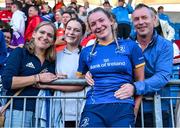 30 August 2025; Leinster debutant Clara Dunne with family and friends after the Vodafone Women’s Interprovincial Championship final match between Leinster and Munster at Energia Park in Dublin. Photo by Shauna Clinton/Sportsfile