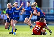 30 August 2025; Cara Martin of Leinster in action against Kate Flannery of Munster during the Vodafone Women’s Interprovincial Championship final match between Leinster and Munster at Energia Park in Dublin. Photo by Shauna Clinton/Sportsfile