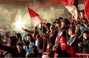 30 August 2025; Sligo Rovers supporters before the SSE Airtricity Men's Premier Division match between Sligo Rovers and Bohemians at The Showgrounds in Sligo. Photo by Thomas Flinkow/Sportsfile