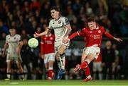30 August 2025; Owen Elding of Sligo Rovers in action against Dawson Devoy of Bohemians during the SSE Airtricity Men's Premier Division match between Sligo Rovers and Bohemians at The Showgrounds in Sligo. Photo by Thomas Flinkow/Sportsfile