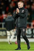 30 August 2025; Bohemians manager Alan Reynolds applauds the supporters after the SSE Airtricity Men's Premier Division match between Sligo Rovers and Bohemians at The Showgrounds in Sligo. Photo by Thomas Flinkow/Sportsfile