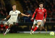 30 August 2025; Matty Wolfe of Sligo Rovers in action against Douglas James Taylor of Bohemians during the SSE Airtricity Men's Premier Division match between Sligo Rovers and Bohemians at The Showgrounds in Sligo. Photo by Thomas Flinkow/Sportsfile