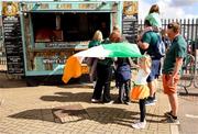 31 August 2025; Ireland supporters queue to purchase food before the Women's Rugby World Cup 2025 Pool C match between Ireland and Spain at Franklin's Gardens in Northampton, England. Photo by Harry Murphy/Sportsfile