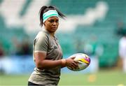 31 August 2025; Eimear Corri-Fallon of Ireland warms up before the Women's Rugby World Cup 2025 Pool C match between Ireland and Spain at Franklin's Gardens in Northampton, England. Photo by Harry Murphy/Sportsfile
