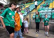 31 August 2025; Ireland supporters before the Women's Rugby World Cup 2025 Pool C match between Ireland and Spain at Franklin's Gardens in Northampton, England. Photo by Harry Murphy/Sportsfile