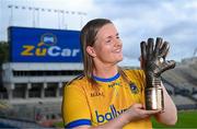 3 September 2025; Roscommon goalkeeper Helena Cummins with her 2025 ZuCar Golden Glove award at Croke Park in Dublin. Helena’s brilliant save to deny Fermanagh’s Joanne Doonan in the group stages of the TG4 All-Ireland Intermediate Championship won the popular vote on the Ladies Gaelic Football Association website. Photo by Piaras Ó Mídheach/Sportsfile