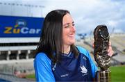 3 September 2025; Dublin star Hannah Tyrrell with her 2025 ZuCar Golden Boot award at Croke Park in Dublin. Hannah’s tally of 6-28 during for the TG4 All-Ireland Senior champions ensured that the Na Fianna player topped the individual scoring charts across the Junior, Intermediate and Senior grades in the All-Ireland series. Photo by Piaras Ó Mídheach/Sportsfile