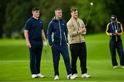 3 September 2025; Leinster and Ireland rugby player Dan Sheehan, left, Ireland rugby assistant coach Jonathan Sexton, centre, and Leinster and Ireland rugby player Josh van der Flier during the Pro AM ahead of the Amgen Irish Open Golf Championship 2025 at The K Club in Straffan, Kildare. Photo by Ramsey Cardy/Sportsfile