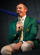 4 September 2025; Rory McIlroy of Northern Ireland, wearing the Green Jacket he recieved after winning The Masters in April, during a Q&A session on day one of the Amgen Irish Open Golf Championship 2025 at The K Club in Straffan, Kildare. Photo by Ramsey Cardy/Sportsfile