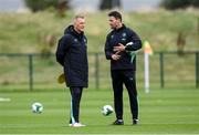 5 September 2025; Head coach Heimir Hallgrimsson and Paddy McCarthy, right, during a Republic of Ireland training session at the FAI National Training Centre in Abbotstown, Dublin. Photo by Stephen McCarthy/Sportsfile