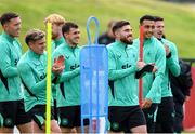5 September 2025; Players, from left, Dara O'Shea, Sammie Szmodics, Liam Scales, Jason Knight, Ryan Manning, Adam Idah and Matt Doherty during a Republic of Ireland training session at the FAI National Training Centre in Abbotstown, Dublin. Photo by Stephen McCarthy/Sportsfile