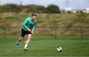 5 September 2025; Nathan Collins during a Republic of Ireland training session at the FAI National Training Centre in Abbotstown, Dublin. Photo by Stephen McCarthy/Sportsfile