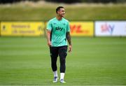 5 September 2025; Adam Idah during a Republic of Ireland training session at the FAI National Training Centre in Abbotstown, Dublin. Photo by Stephen McCarthy/Sportsfile