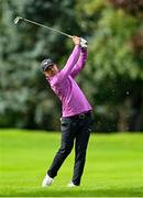 5 September 2025; Adrien Saddier of France watches his shot from the 10th fairway during day two of the Amgen Irish Open Golf Championship 2025 at The K Club in Straffan, Kildare. Photo by Ramsey Cardy/Sportsfile