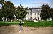 5 September 2025; Shane Lowry of Ireland chips out of a bunker at the 10th green during day two of the Amgen Irish Open Golf Championship 2025 at The K Club in Straffan, Kildare. Photo by Ramsey Cardy/Sportsfile