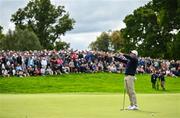 5 September 2025; Rory McIlroy of Northern Ireland reacts to a missed putt on the 12th green during day two of the Amgen Irish Open Golf Championship 2025 at The K Club in Straffan, Kildare. Photo by Ramsey Cardy/Sportsfile