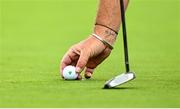 5 September 2025; Shane Lowry of Ireland places his ball on the 15th green during day two of the Amgen Irish Open Golf Championship 2025 at The K Club in Straffan, Kildare. Photo by Ramsey Cardy/Sportsfile