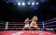 5 September 2025; Codie Smith, left, and Mario Victorino Vera in action during their super featherweight bout at the 3 Arena in Dublin. Photo by David Fitzgerald/Sportsfile