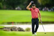 5 September 2025; Padraig Harrington of Ireland acknowledges the gallery after finishing with a birdie on the 18th green during day two of the Amgen Irish Open Golf Championship 2025 at The K Club in Straffan, Kildare. Photo by Ramsey Cardy/Sportsfile