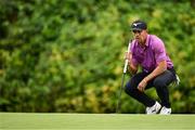 5 September 2025; Adrien Saddier of France lines up a putt on the 17th green during day two of the Amgen Irish Open Golf Championship 2025 at The K Club in Straffan, Kildare. Phoot by Seb Daly/Sportsfile