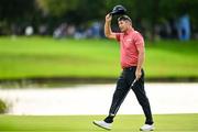 5 September 2025; Padraig Harrington of Ireland acknowledges the gallery after finishing with a birdie on the 18th green during day two of the Amgen Irish Open Golf Championship 2025 at The K Club in Straffan, Kildare. Photo by Ramsey Cardy/Sportsfile