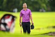 5 September 2025; Adrien Saddier of France after finishing his round on the 18th green during day two of the Amgen Irish Open Golf Championship 2025 at The K Club in Straffan, Kildare. Photo by Ramsey Cardy/Sportsfile