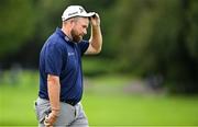 5 September 2025; Shane Lowry of Ireland after fiishing his round on the 18th green during day two of the Amgen Irish Open Golf Championship 2025 at The K Club in Straffan, Kildare. Photo by Ramsey Cardy/Sportsfile