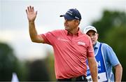 5 September 2025; Padraig Harrington of Ireland acknowledges the gallery after finishing his round during day two of the Amgen Irish Open Golf Championship 2025 at The K Club in Straffan, Kildare. Photo by Ramsey Cardy/Sportsfile