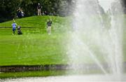 5 September 2025; Rory McIlroy of Northern Ireland plays a shot from the 18th fairway during day two of the Amgen Irish Open Golf Championship 2025 at The K Club in Straffan, Kildare. Photo by Ramsey Cardy/Sportsfile