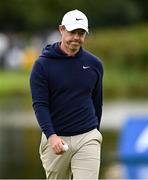 5 September 2025; Rory McIlroy of Northern Ireland reacts to his putt on the 18th green during day two of the Amgen Irish Open Golf Championship 2025 at The K Club in Straffan, Kildare. Photo by Seb Daly/Sportsfile