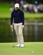 5 September 2025; Rory McIlroy of Northern Ireland reacts to his putt on the 18th green during day two of the Amgen Irish Open Golf Championship 2025 at The K Club in Straffan, Kildare. Photo by Seb Daly/Sportsfile