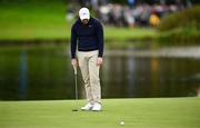 5 September 2025; Rory McIlroy of Northern Ireland reacts to his putt on the 18th green during day two of the Amgen Irish Open Golf Championship 2025 at The K Club in Straffan, Kildare. Photo by Seb Daly/Sportsfile
