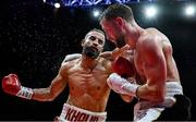 5 September 2025; Khalid Ennachat, left, and Dan Toward in action during their super welterweight bout at the 3 Arena in Dublin. Photo by David Fitzgerald/Sportsfile Photo by David Fitzgerald/Sportsfile