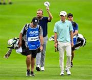 5 September 2025; Shane Lowry of Ireland acknowledges the gallery on the 18th green during day two of the Amgen Irish Open Golf Championship 2025 at The K Club in Straffan, Kildare. Photo by Ramsey Cardy/Sportsfile