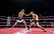 5 September 2025; Michael Conlan, right, and Jack Bateson in action during their vacant WBC International Featherweight title bout at the 3 Arena in Dublin. Photo by David Fitzgerald/Sportsfile