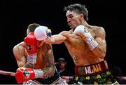 5 September 2025; Michael Conlan, right, and Jack Bateson in action during their vacant WBC International Featherweight title bout at the 3 Arena in Dublin. Photo by David Fitzgerald/Sportsfile