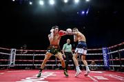 5 September 2025; Michael Conlan, left, and Jack Bateson in action during their vacant WBC International Featherweight title bout at the 3 Arena in Dublin. Photo by David Fitzgerald/Sportsfile
