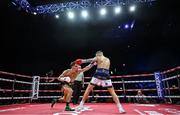 5 September 2025; Michael Conlan, left, and Jack Bateson in action during their vacant WBC International Featherweight title bout at the 3 Arena in Dublin. Photo by David Fitzgerald/Sportsfile