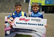8 September 2025; Conor Mason, left, and Billy Heany, members of the Rockwell Rovers GAA Club, from New Inn, Cashel, Tipperary, who were the winners of the Ultimate Croke Park Experience competition, thanks to Kellogg’s in collaboration with Dunnes Stores. The exciting competition was run through Dunnes Stores outlets nationwide and was launched in April to coincide with the launch of the Kellogg’s GAA Cúl Camps. The winners and their coaches at Croke Park before their tour. Photo by Ray McManus/Sportsfile