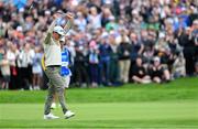 6 September 2025; Alfredo Garcia-Heredia of Spain celebrates holing an eagle putt on the 18th green during day three of the Amgen Irish Open Golf Championship 2025 at The K Club in Straffan, Kildare. Photo by Ramsey Cardy/Sportsfile