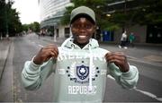 6 September 2025; Republic of Ireland supporter Samuel Muyomba before the FIFA World Cup 2026 Group F qualifying match between Republic of Ireland and Hungary at the Aviva Stadium in Dublin. Photo by David Fitzgerald/Sportsfile